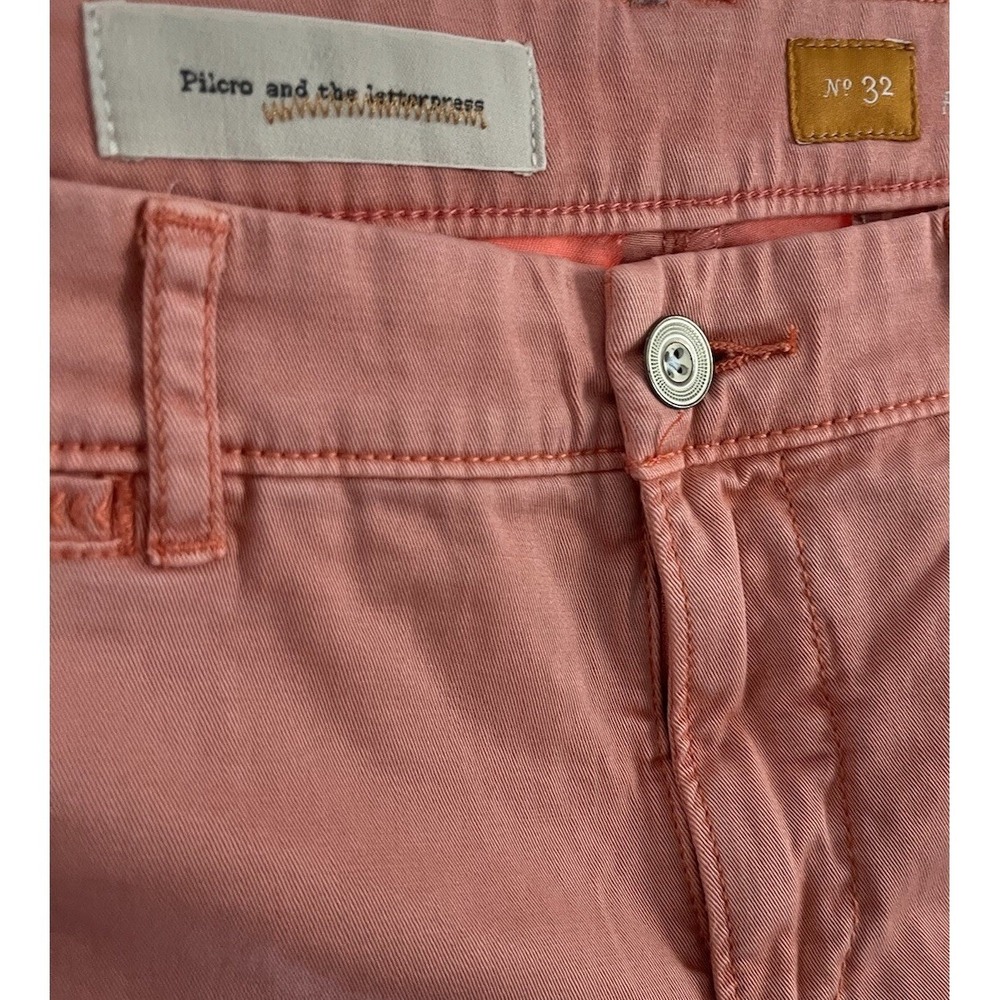 Pilcro and the Letterpress Hyphen Chino Pants Womens 32 Coral Pink Straight Leg - Picture 3 of 5